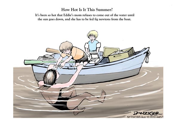 August 11 2010 - Hot Summer, summer heat, political cartoon - Danziger