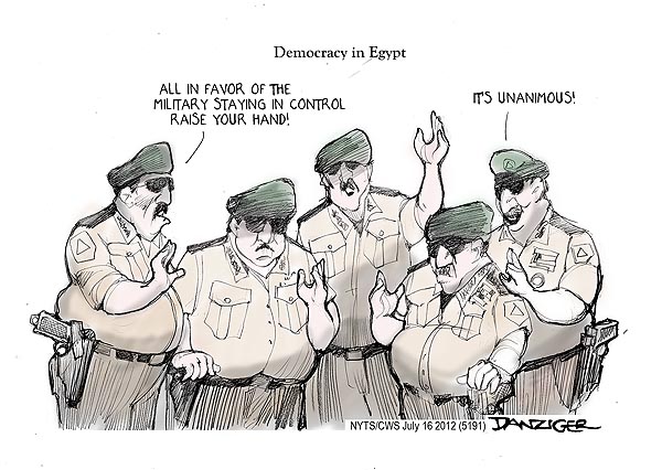 July 17 2012 - Egyptian Generals, democracy, political cartoon ...